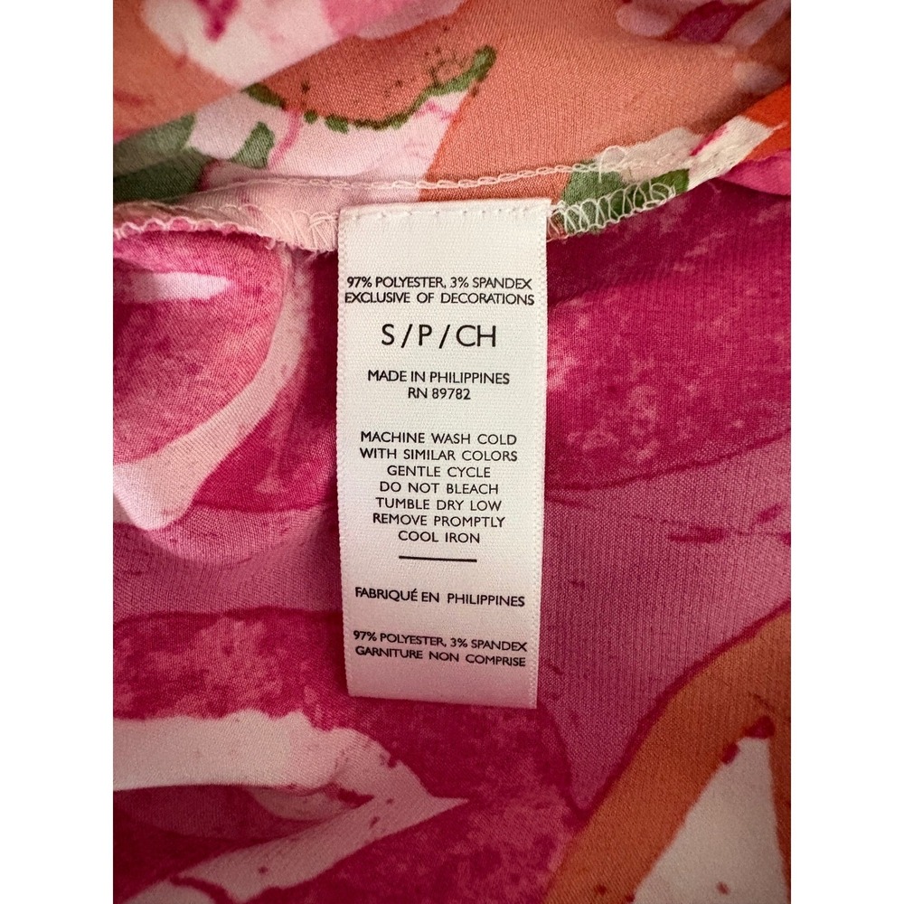 Natori Pink Floral Maxi Caftan Silky Dress Resort Tropical Lounge Cruise Boho - Picture 7 of 8